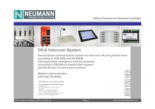 DS-6 Intercom System - Neumann Elektronik
