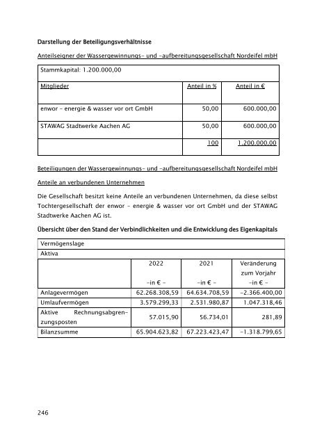 Beteiligungsbericht der StädteRegion Aachen zum Stichtag 31.12.2022