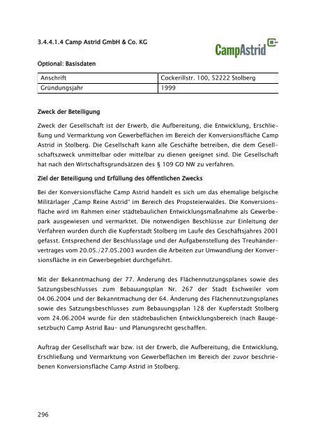 Beteiligungsbericht der StädteRegion Aachen zum Stichtag 31.12.2022