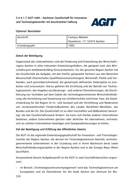 Beteiligungsbericht der StädteRegion Aachen zum Stichtag 31.12.2022