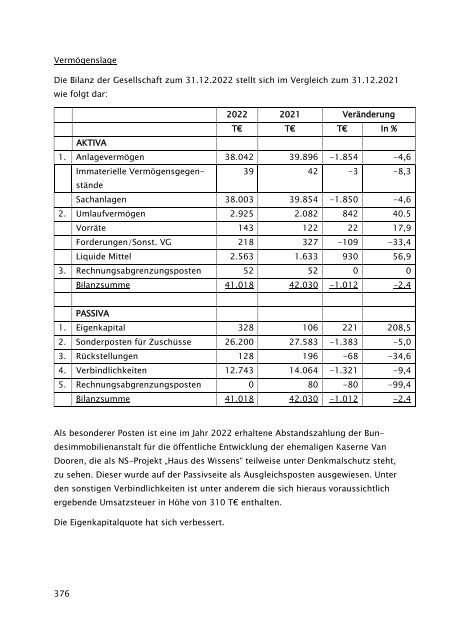 Beteiligungsbericht der StädteRegion Aachen zum Stichtag 31.12.2022