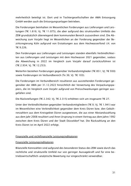 Beteiligungsbericht der StädteRegion Aachen zum Stichtag 31.12.2022