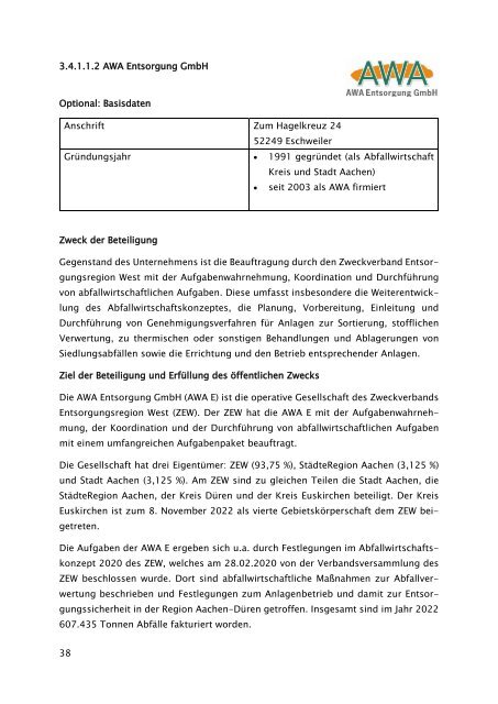 Beteiligungsbericht der StädteRegion Aachen zum Stichtag 31.12.2022