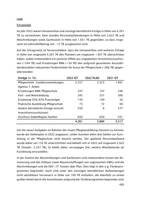 Beteiligungsbericht der StädteRegion Aachen zum Stichtag 31.12.2022