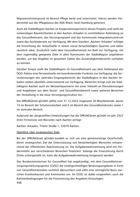 Beteiligungsbericht der StädteRegion Aachen zum Stichtag 31.12.2022