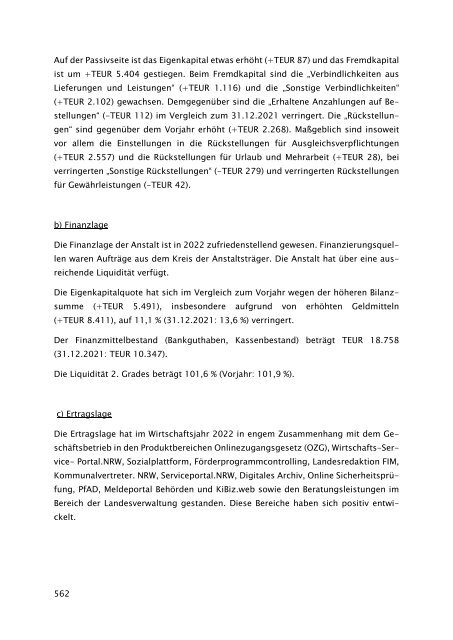 Beteiligungsbericht der StädteRegion Aachen zum Stichtag 31.12.2022