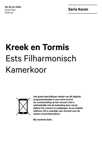 2024 03 20 Kreek en Tormis - Ests Filharmonisch Kamerkoor