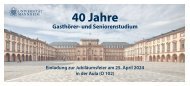 Einladung 40 Jahre Gasthörer- und Seniorenstudium