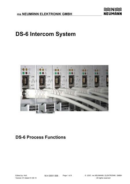 DS-6 Process Functions Contents - Neumann Elektronik