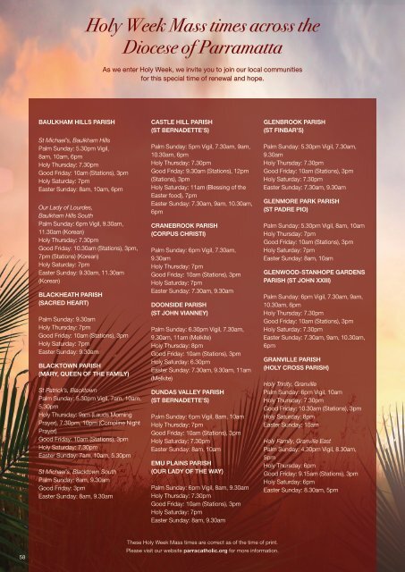 2024 Holy Week Mass Times