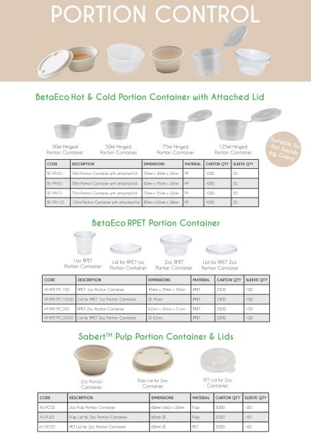 Portion Containers Range