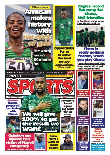 COMPLETE SPORTS - THURSDAY, MARCH 21, 2024