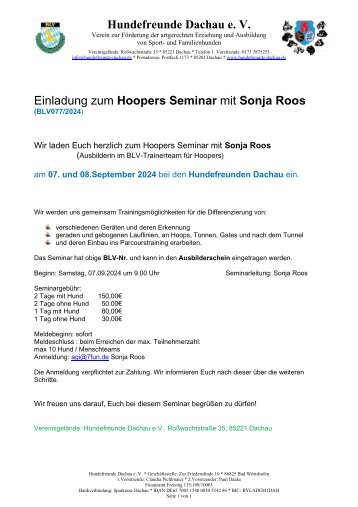 Dachau Einladung Hoopers Seminar HFD Sept