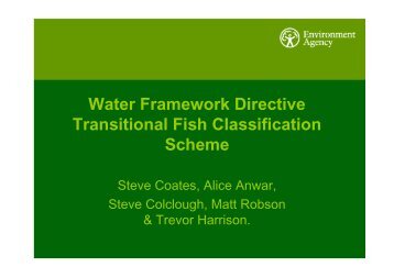Steve Coates, Environmental Agency, London, UK: WFD transitional