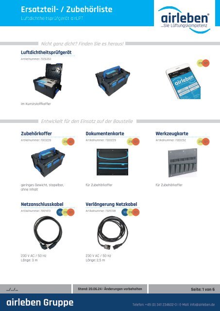 airleben airLPT321 Zubehörliste