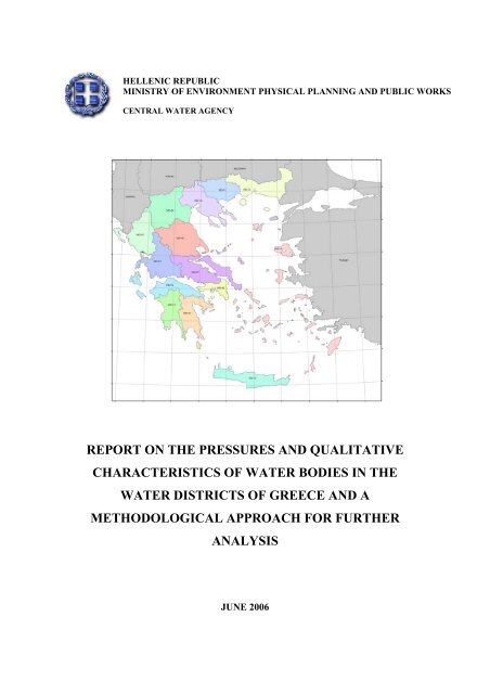 report on the pressures and qualitative characteristics of water ...