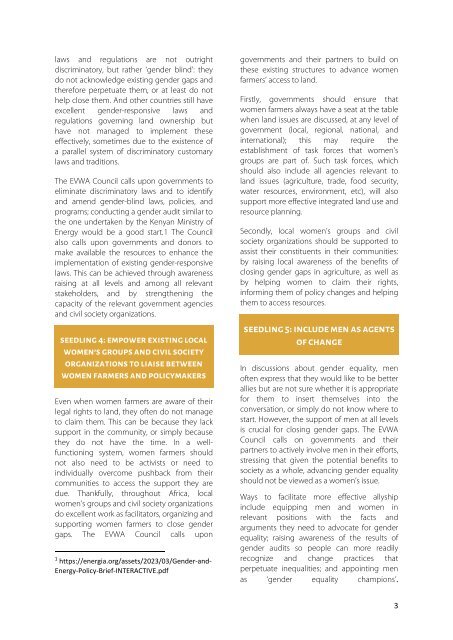 EVWA Council Policy Paper 1: Enhancing Access to Land For Women Smallholder Farmers
