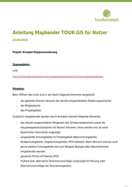 Anleitung TOUR.GIS