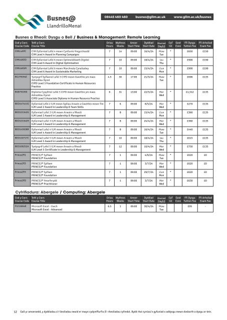 April 2024 Part-time Prospectus - Llandrillo