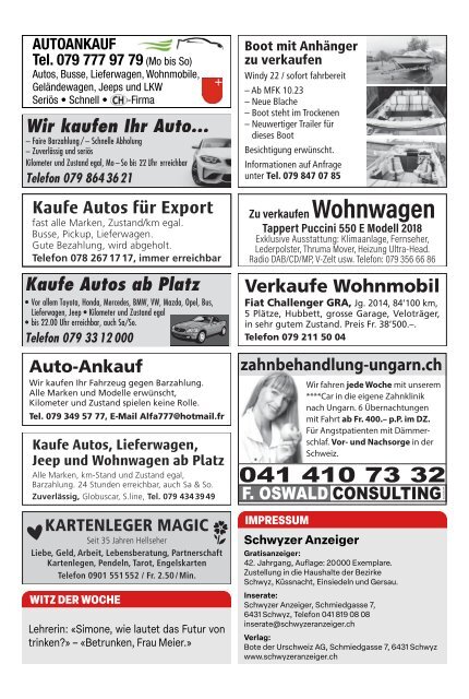 Schwyzer Anzeiger – Woche 13 – 28. März 2024