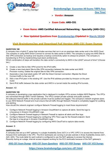 [March-2024]New Braindump2go ANS-C01 PDF and ANS-C01 VCE Dumps(198-211)