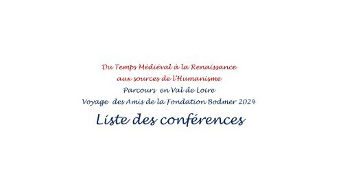 Liste des Conferences