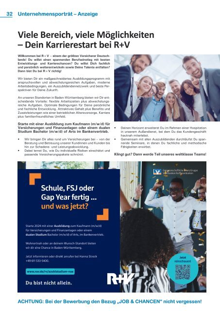 JOB & CHANCEN Karlsruhe/Mannheim/Baden-Baden Frühjahrs-Ausgabe