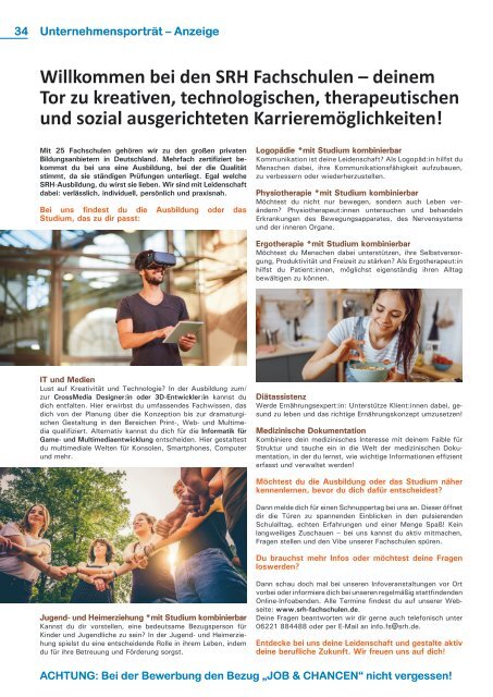 JOB & CHANCEN Karlsruhe/Mannheim/Baden-Baden Frühjahrs-Ausgabe