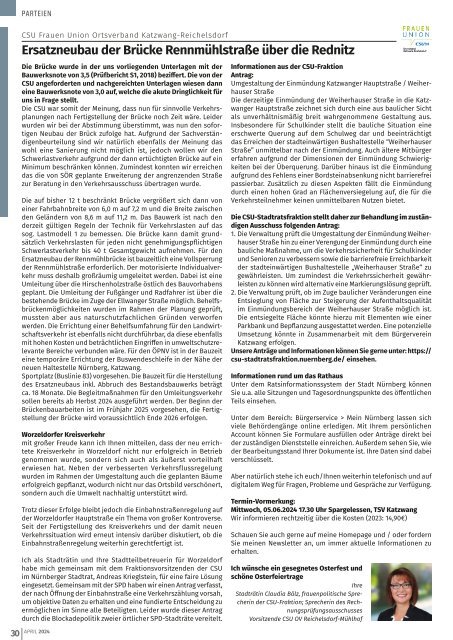 Mitteilungsblatt Nürnberg-Katzwang/Worzeldorf/Kornburg - April 2024