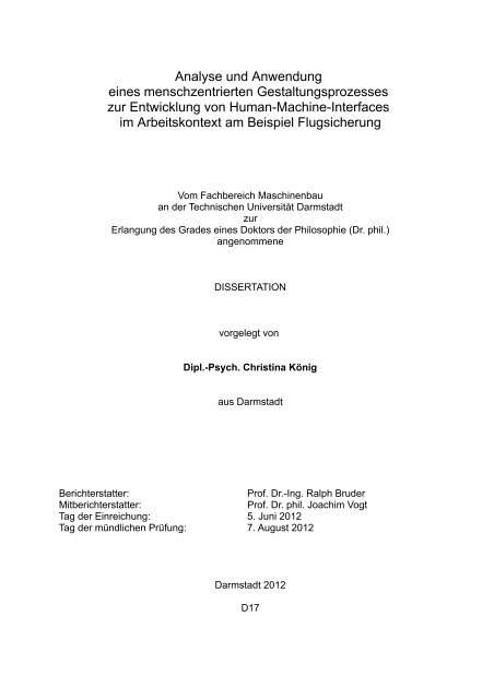 Analyse und Anwendung eines menschzentrierten ...