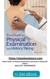 [eBook-PDF] Bates' Guide To Physical Examination and History Taking - ISBN 13: 9781496398178 