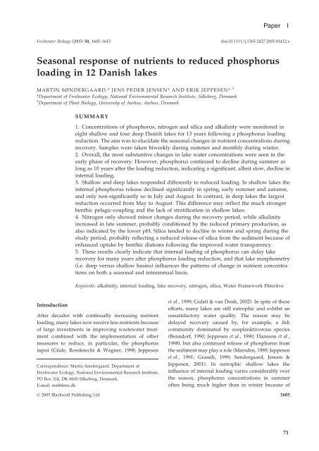 ecological classification of Danish lakes - Danmarks ...