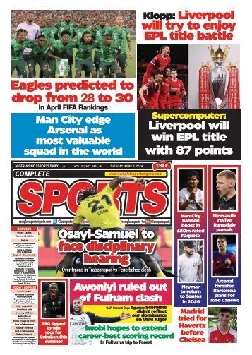 COMPLETE SPORTS - TUESDAY, APRIL 2, 2024