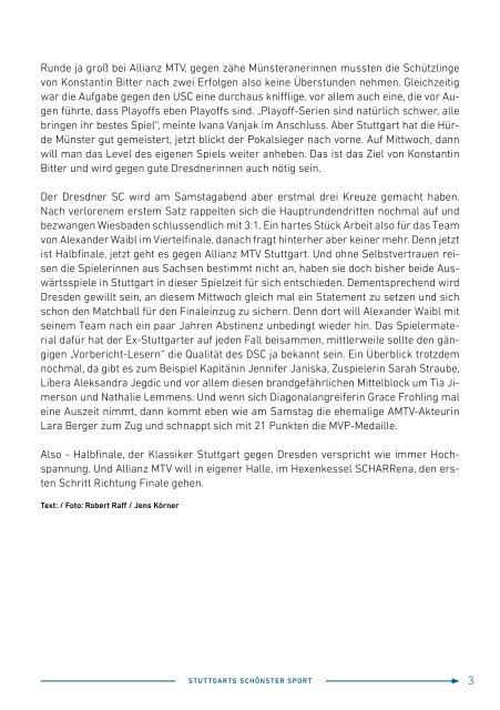 Spieltagsheft Allianz MTV Stuttgart Dresdner SC