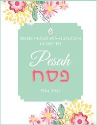 Beth Meyer Synagogue's Guide to Pesah 5784/2024