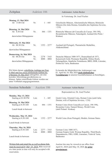 Auktionskatalog 106 Münzen und Medaillen