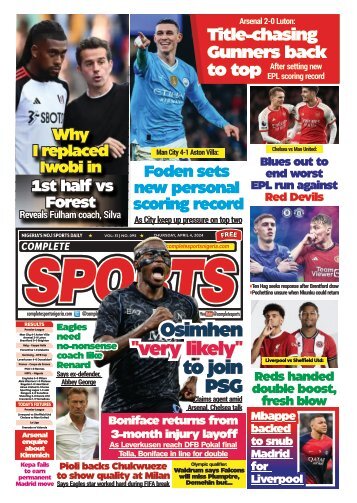 COMPLETE SPORTS - THURSDAY, APRIL 4, 2024