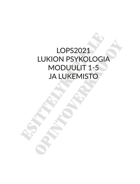 Lukion Psykologian moduulit 1-5