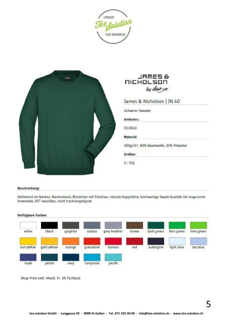 Katalog Sweater & Sweatjacken