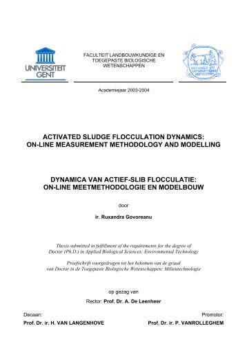 ACTIVATED SLUDGE FLOCCULATION DYNAMICS: ON-LINE ...