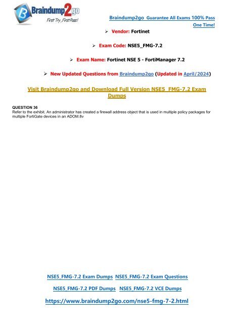 [April-2024]New Braindump2go NSE5_FMG-7.2 PDF and NSE5_FMG-7