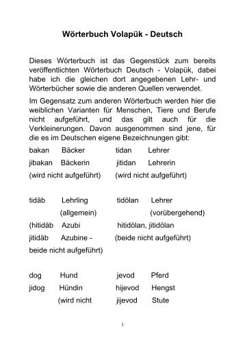 Wörterbuch Volapük - Deutsch