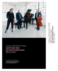 Gryphon Trio: Messiaen Quartet with James Campbell, Clarinet | House Program | April 10, 2024