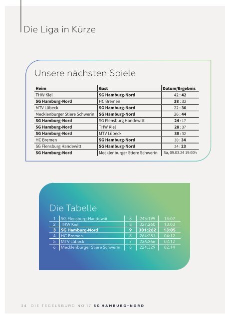 Die Tegelsburg No. 17 - Wo Handball lebt - Hallenheft Jugendbundesliga mA1 vs. Mecklenburger Stiere Schwerin