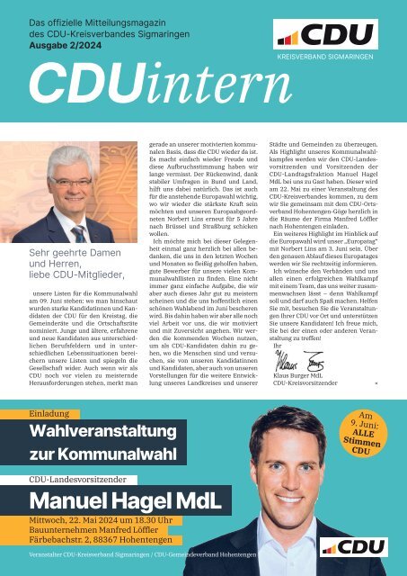 CDUintern Sigmaringen Ausgabe 2/2024