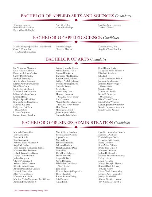 TWU Spring 2024 Commencement Program