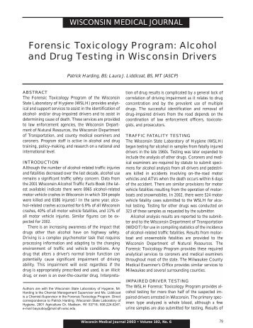 Forensic Toxicology Program: Alcohol and Drug Testing in ...