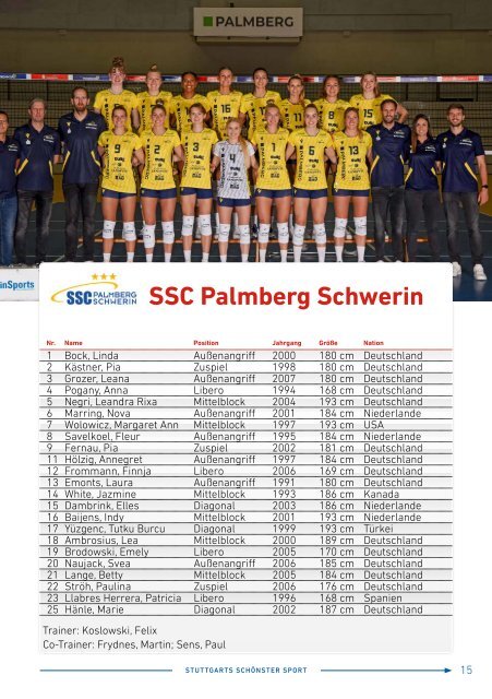 Spieltagsheft Allianz MTV Stuttgart vs. SSC Palmberg Schwerin 