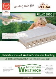 Welteke RELAX-Zirbenaktionswochen April 2024