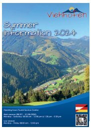 Summer information about Viehhofen 2024